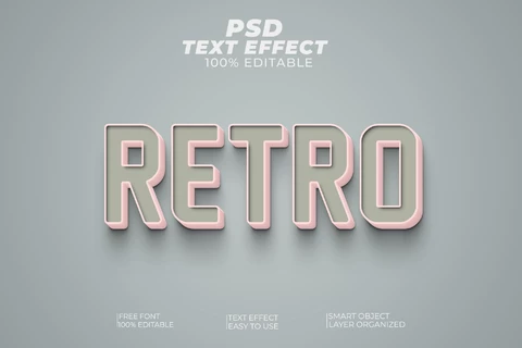 PSD Efeito de texto com estilo de fonte retrô
