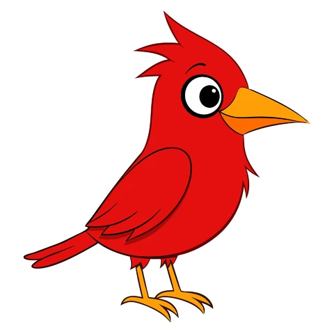AI,JPG Cartoon Style Red Bird Illustration
