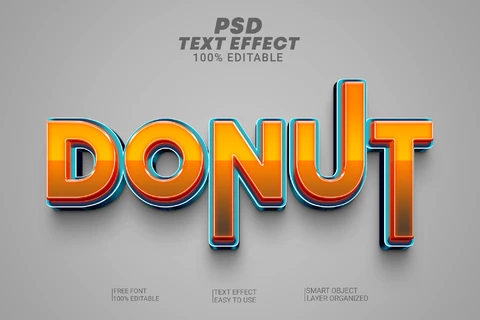 PSD Donut art-deco en relieve retro 3d efecto de texto