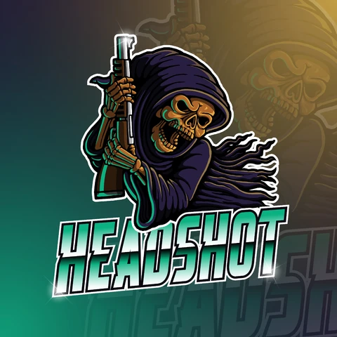 EPS,JPG Gaming Mascot Logo with Skeleton and Rifle