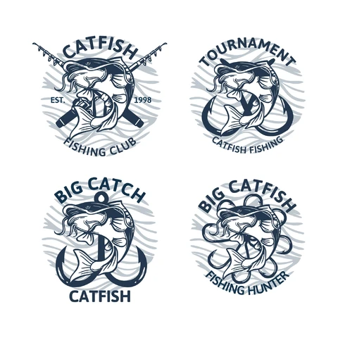 EPS,JPG Vintage Fishing Club Emblems
