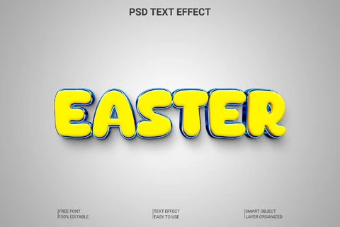 PSD Pascua de dibujos animados 3d estilo de fuente efecto