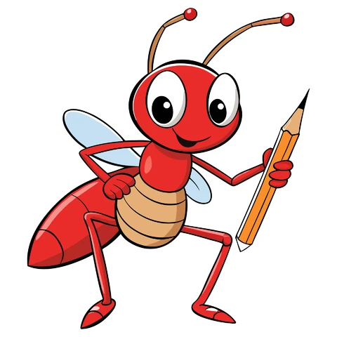 AI,JPG Cartoon Style Ant Character Illustration