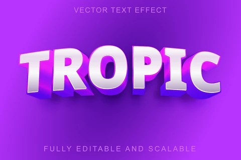 EPS Tropic purple coral 3d font style effect