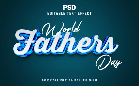 PSD World Fathers Day 3D Text Effect