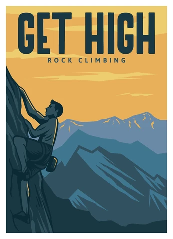 EPS,JPG Vintage Style Rock Climbing Poster
