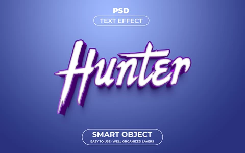 PSD Hunter Purple Crystal 3D Text Effect