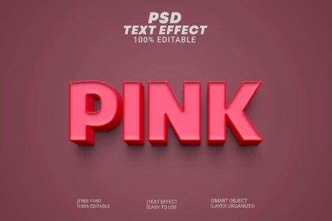 PSD Rosa simple monocromo bloque letras 3d efecto de texto