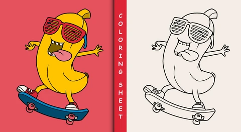 EPS,JPG Colorful Pop Art Style Coloring Sheet