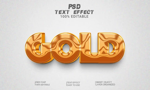 PSD Efecto de fuente dorada brillante en 3D
