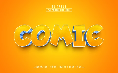 PSD Cómic metálico efecto texto 3d