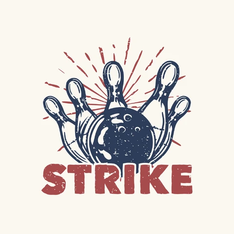 EPS,JPG Vintage Bowling Strike Illustration
