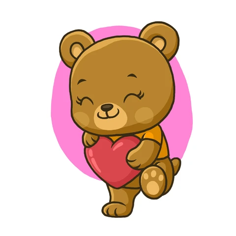 EPS,JPG Cute Cartoon Bear with Heart Illustration