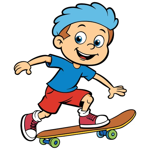 AI,JPG Cartoon Style Skateboarder Illustration