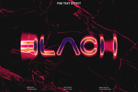 PSD Efeito de estilo de texto em preto