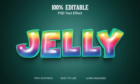 PSD Efeito de texto 3d com gradiente brilhante de geleia