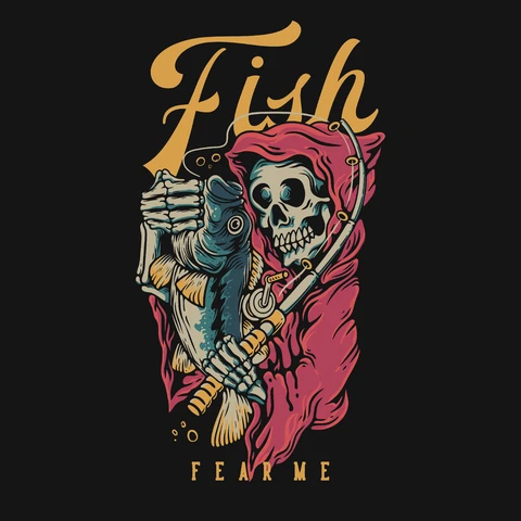 EPS,JPG Vintage Illustration of Fish with Skeleton