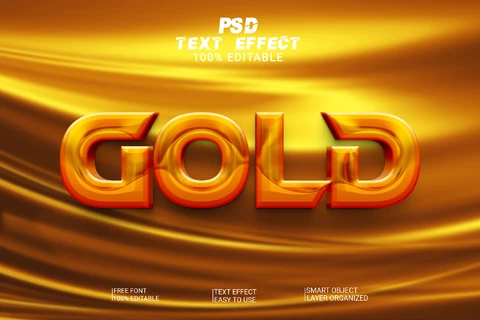 PSD Gold Golden Silk 3D Text Effect