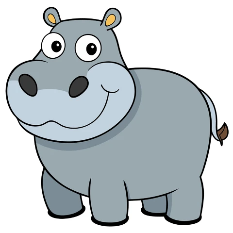 AI,JPG Cartoon Style Happy Hippo Illustration