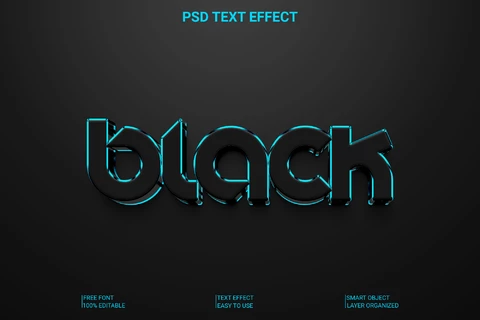 PSD Efeito de estilo de texto em preto