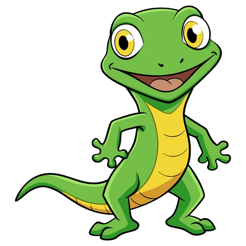 AI,JPG Cartoon Style Gecko Character Illustration