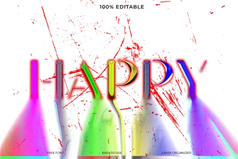 PSD Efecto de texto Happy font style