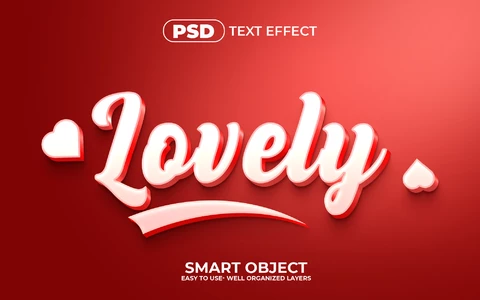 PSD Preciosos corazones de San Valentín 3d efecto de texto