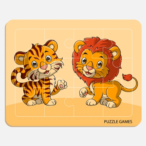 EPS,JPG Cartoon Animal Puzzle Illustration