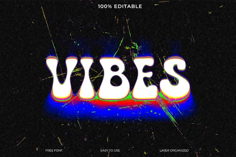 PSD Vibes Hippie Trash Font Style Text Effect