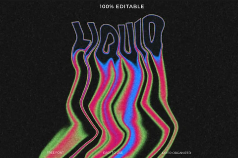PSD Efeito de estilo de texto líquido