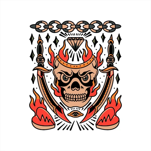 EPS,AI,JPG Burning Skull Set