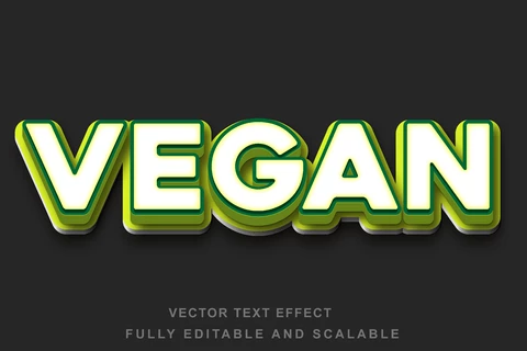 EPS Efeito de estilo de fonte 3d vegana verde