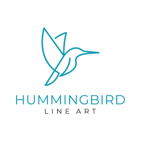 EPS,JPG Minimalist Hummingbird Line Art Logo