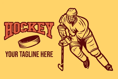 EPS,JPG Vintage Style Hockey Player Illustration