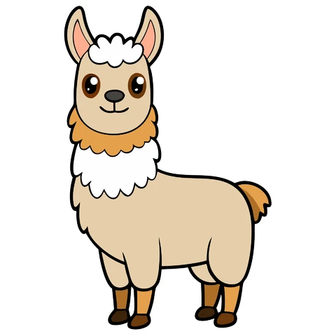 AI,JPG Cute Cartoon Llama Character Illustration