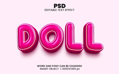 PSD Efeito de texto de boneca