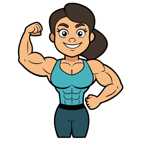 AI,JPG Cartoon Style Strong Woman Illustration