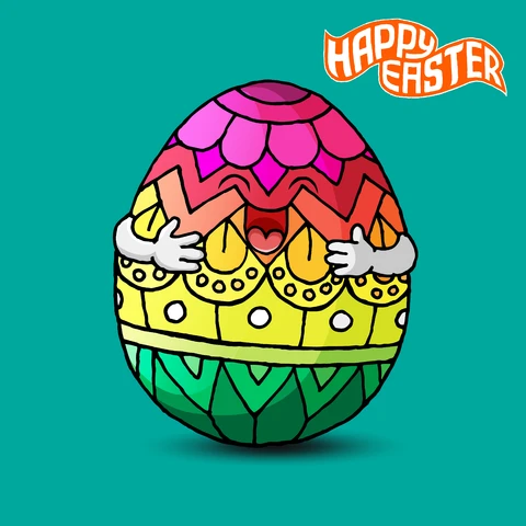 EPS,JPG Ilustración de un huevo de Pascua en colorido estilo cartoon