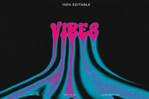 PSD Efecto de texto con estilo de fuente Vibes