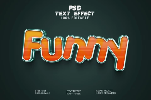 PSD Divertido efecto de texto 3d en naranja
