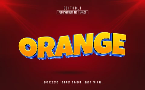 PSD Effetto testo cinematografico arancione lucido