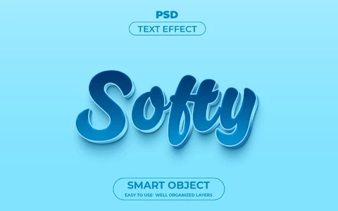 PSD Yumuşak mavi 3d metin efekti