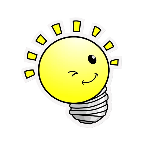 EPS,JPG Cartoon Style Smiling Light Bulb Illustration