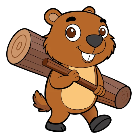 AI,JPG Cartoon Character with Log Illustration