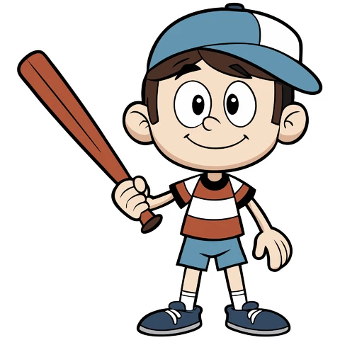 AI,JPG Cartoon Character with Baseball Bat