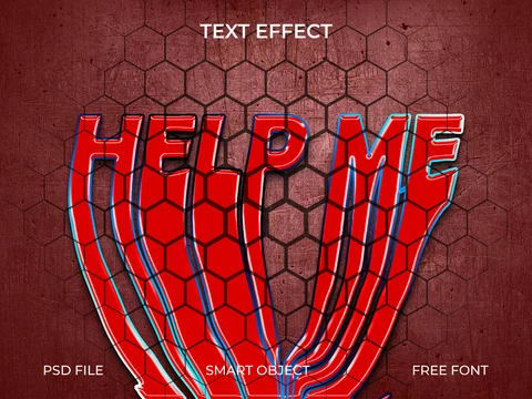 PSD Hexagonal Red Text Effect with Shadows