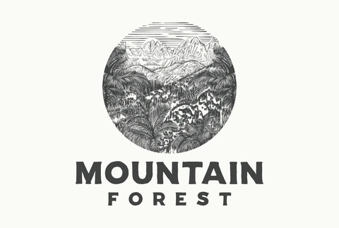 EPS,JPG Vintage Mountain Forest Logo Design