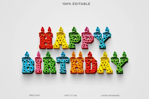 PSD Happy Birthday Text Style Effect