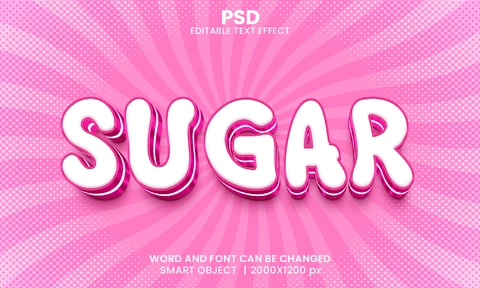 PSD Efeito de texto 3d de açúcar rosa