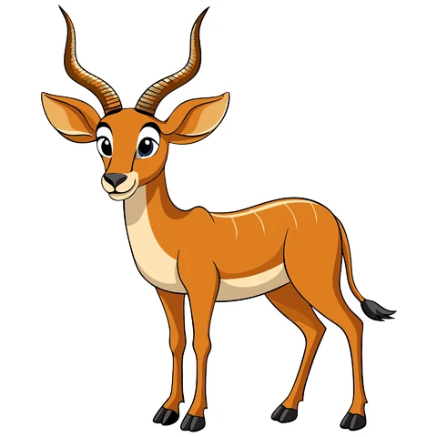 AI,JPG Cartoon Style Antelope Character Illustration